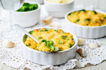millet casserole with broccoli and cheese