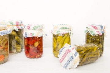 pickles on white table