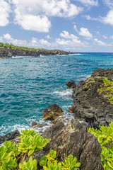 Waianapanapa State Park, home to a black beach, a popular destination on the Road to Hana on Maui, Hawaii