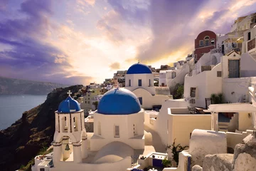 Door stickers Picture of the day Sunset over the famous village Oia in Santorini, Greece