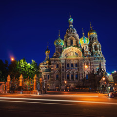 Fototapeta na wymiar Church of the Savior on Spilled Blood at night in Saint Petersburg