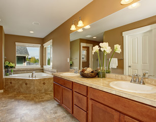 Master bathroom with luxury bathtub.