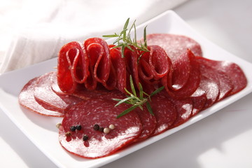 Delicious salami sliced 
