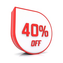 40 percent off red icon