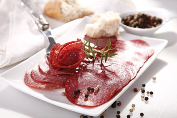 Delicious salami sliced 
