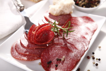 Delicious salami sliced 
