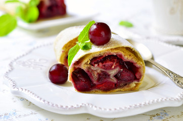 Strudel with cherry.
