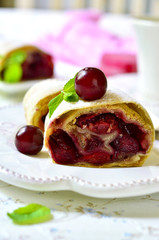 Strudel with cherry.