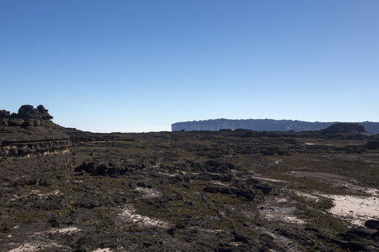Rare clear blue sky on the summit of Mount Roraima