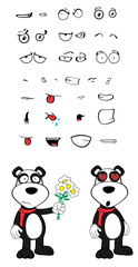 Valentine panda teddy bear cartoon expressions pack collection in vector format