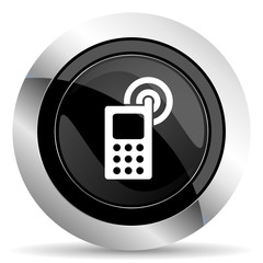 phone icon, black chrome button, mobile phone sign