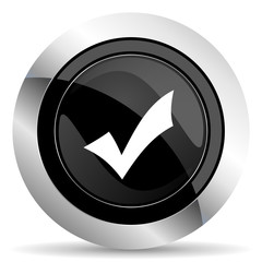 accept icon, black chrome button, check sign