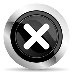 Obraz premium cancel icon, black chrome button, x sign