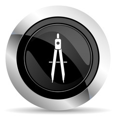 learning icon, black chrome button