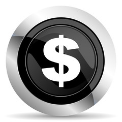 dollar icon, black chrome button, us dollar sign