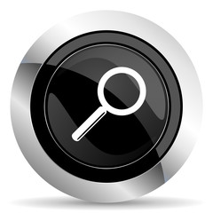 Fototapeta premium search icon, black chrome button