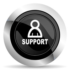 support icon, black chrome button