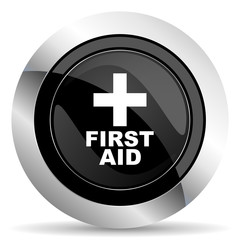 Obraz premium first aid icon, black chrome button