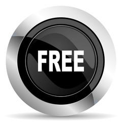free icon, black chrome button