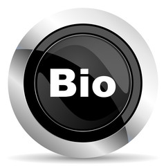 bio icon, black chrome button