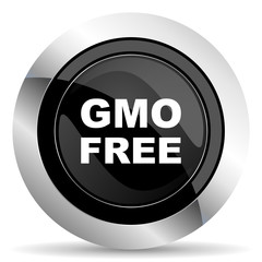 gmo free icon, black chrome button, no gmo sign