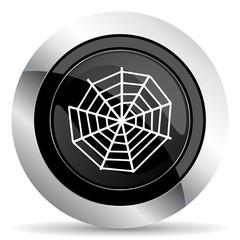 spider web icon, black chrome button