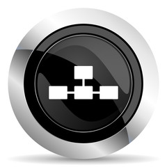 database icon, black chrome button