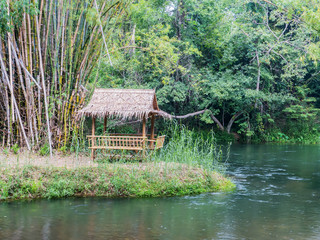 bamboo hut near the river