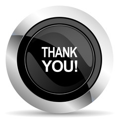 thank you icon, black chrome button