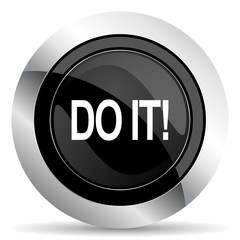 do it icon, black chrome button