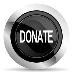 donate icon, black chrome button
