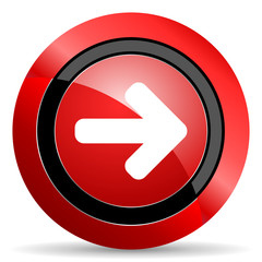 right arrow red glossy web icon