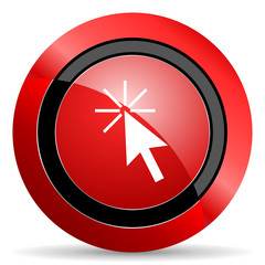 click here red glossy web icon