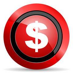 dollar red glossy web icon
