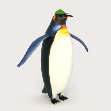 Emperor penguins , cartoon penguins , 3d render penguins isolated on white background