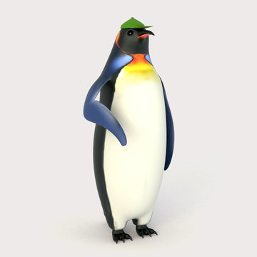 Emperor penguins , cartoon penguins , 3d render penguins isolated on white background