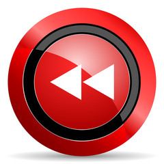 rewind red glossy web icon