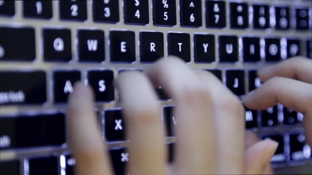 Typing on laptop keyboard