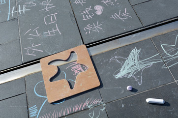 Children chalk drawing