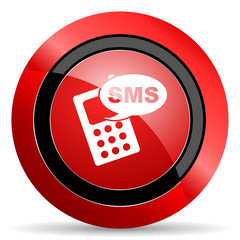 sms red glossy web icon