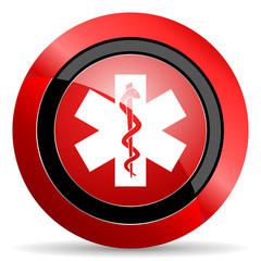 emergency red glossy web icon