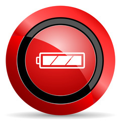 battery red glossy web icon
