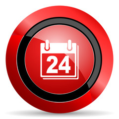 calendar red glossy web icon