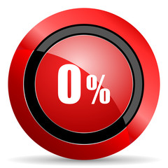 0 percent red glossy web icon