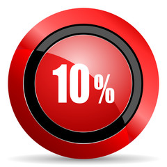 10 percent red glossy web icon