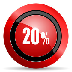 20 percent red glossy web icon