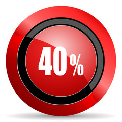 40 percent red glossy web icon