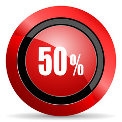 50 percent red glossy web icon
