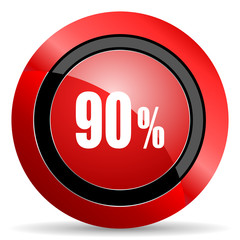 90 percent red glossy web icon