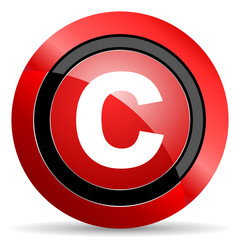 copyright red glossy web icon